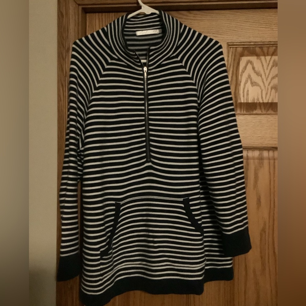 Preowned Lu Lu B 100% Cotton Navy/White Stripe Sweater